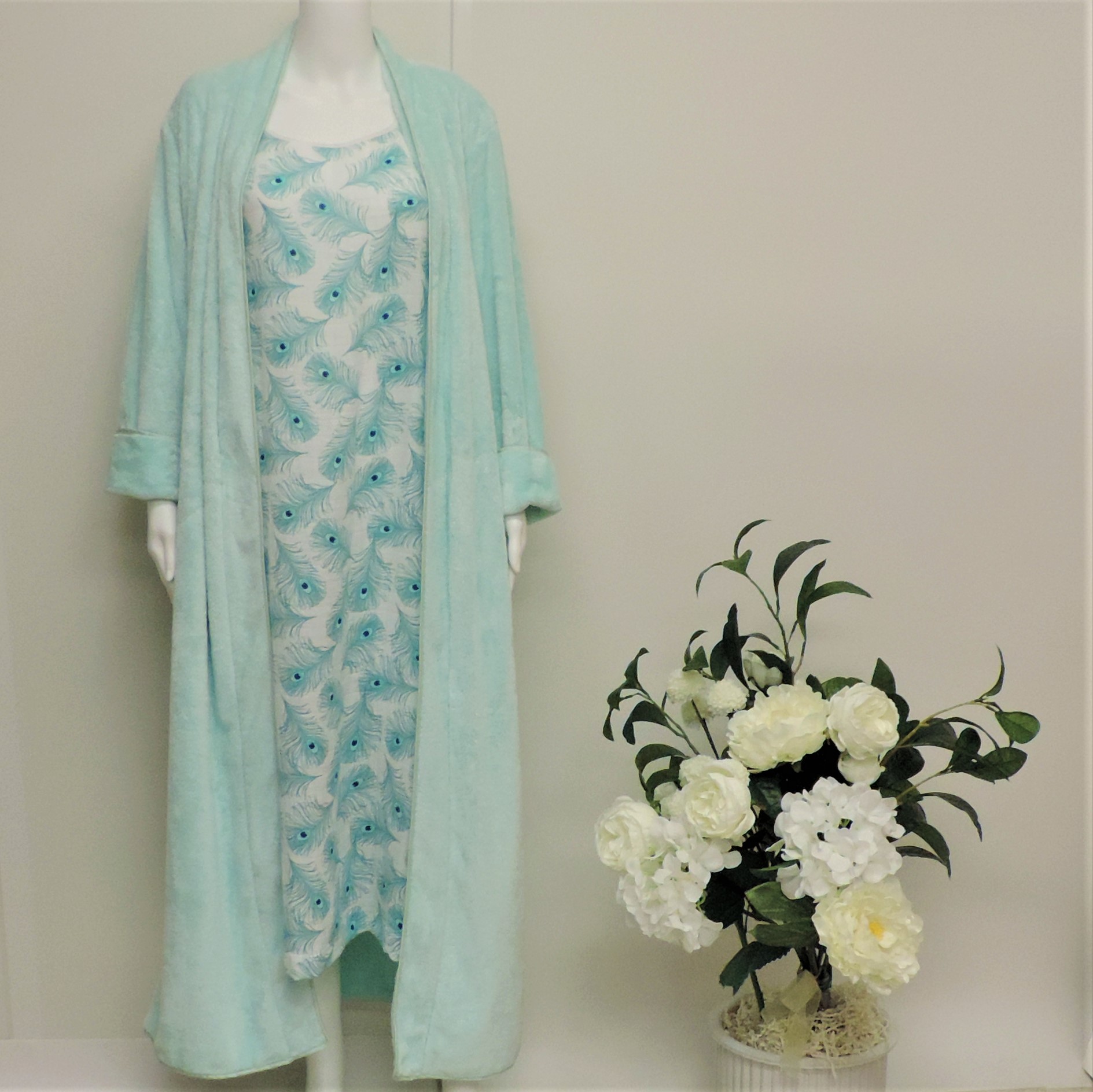 Luxury kimono collar long robe AQUA Karen Luu Home Couture