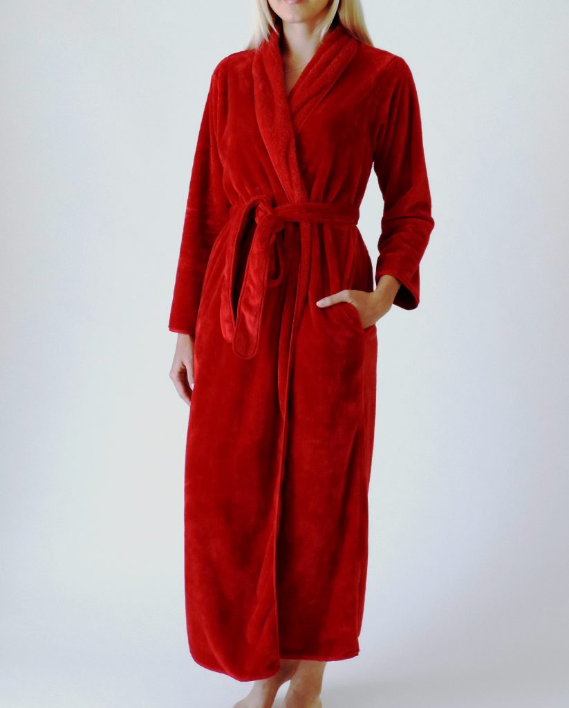 Luxurious two sided minke classic long robe- red - Karen Luu Home Couture