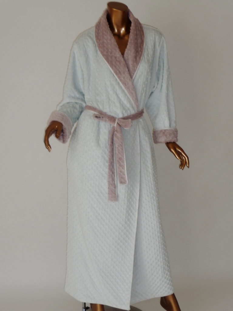 Reversible classic long robe - Mint / Antique rose - Karen Luu Home Couture